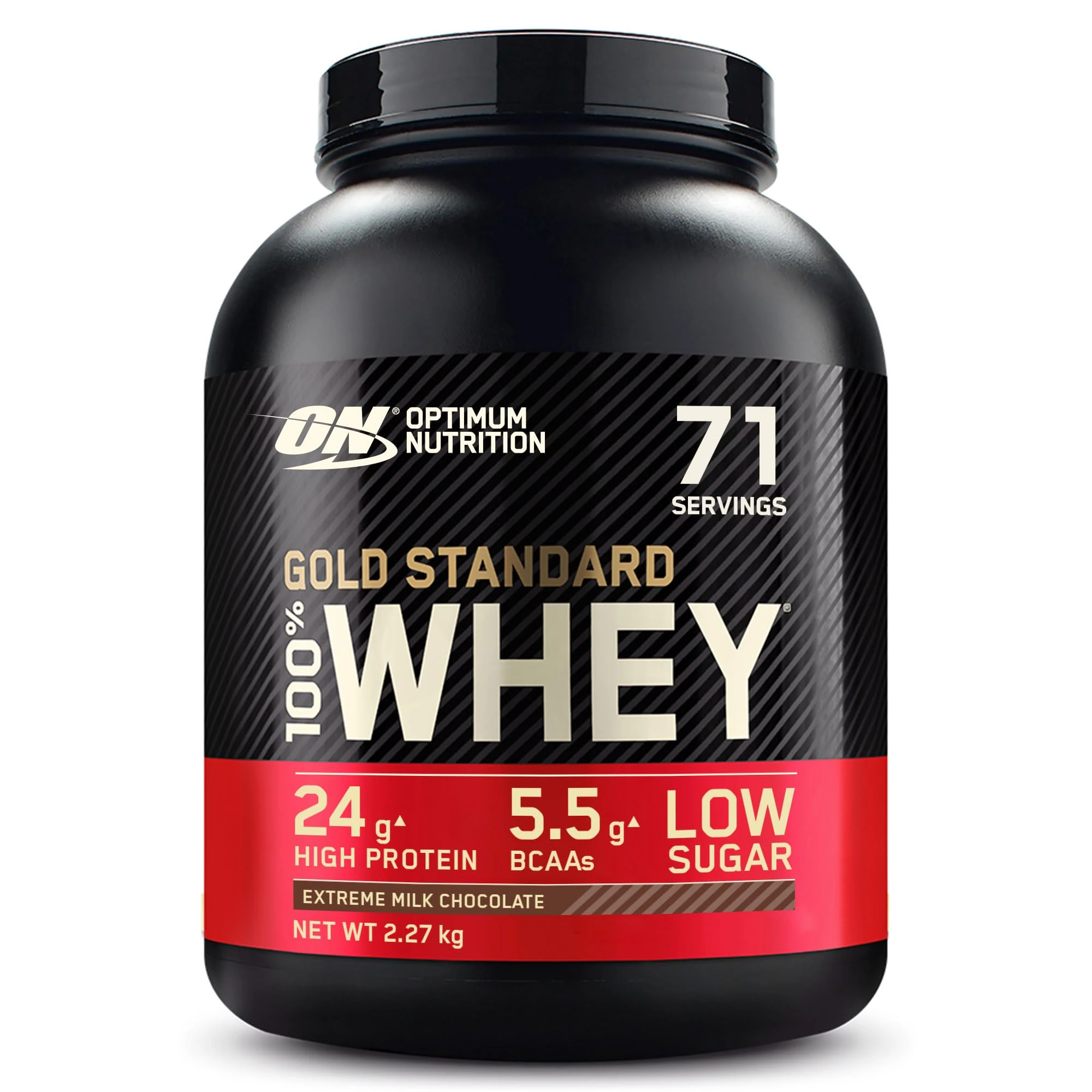 Optimum Nutrition Gold Standard Whey Muscle Building and Recovery Protein Powder With Naturally Occurring Glutamine and Amino Acids, Extreme Milk Chocolate, 71 Servings, 2.27kg, Packaging May Vary