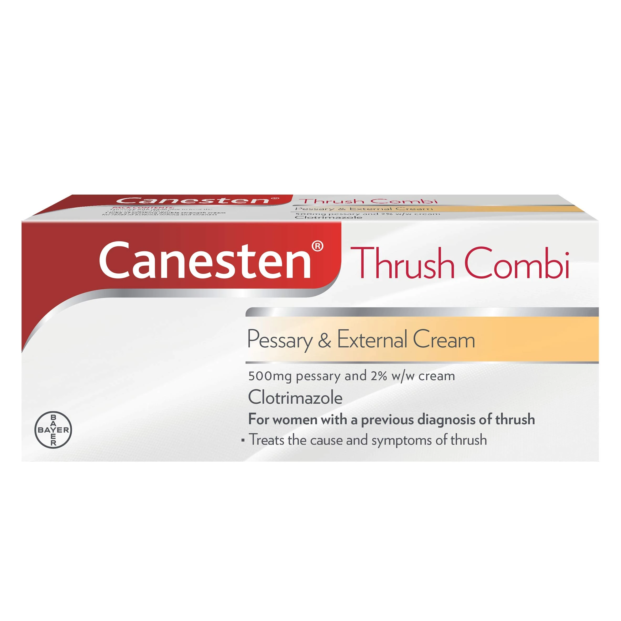 Canesten Thrush Combi Pessary & External Cream for Thrush Treatment | Clotrimazole | Two-Step Complete Relief Thrush Treatment