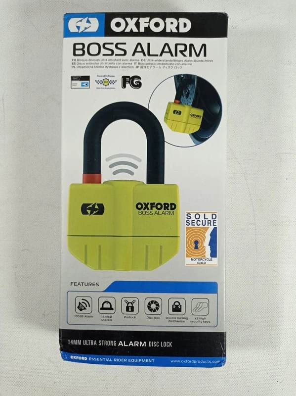 OXFORD BOSS ALARM DISC Ultra Strong Disc Lock, 14mm, Yellow