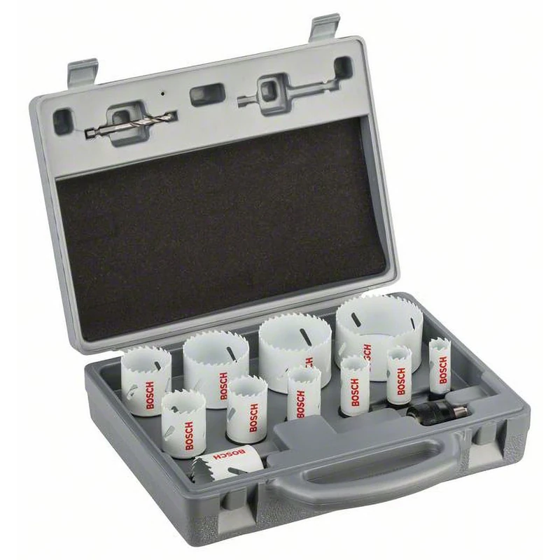 Bosch Professional 14 pcs. Hole Saw Progressor for Wood & Metal Universal Set (for Electricians, Ø 19-76 mm, Accessory Drill)