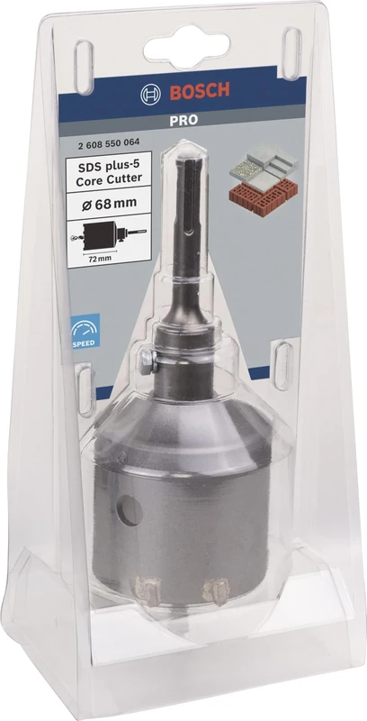 Bosch 3X PRO SDS Plus-5 Core Cutter Set (for Concrete, Lime and Sand Bricks, Ø 68 mm, Professional Accessory Rotary Hammer Drill)