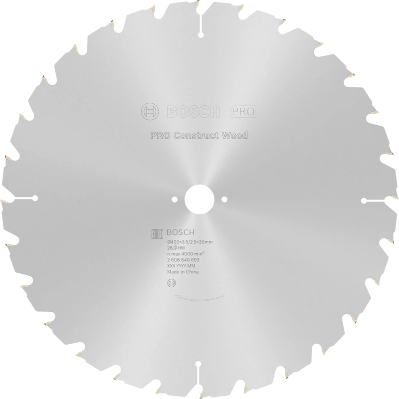 Bosch 1x PRO Construction Wood Robust Circular Saw Blade for Corded Table Saws (for Construction wood with mortar and nails, Wood with nails, Ø mm, Professional Accessory Table Circular Saw)