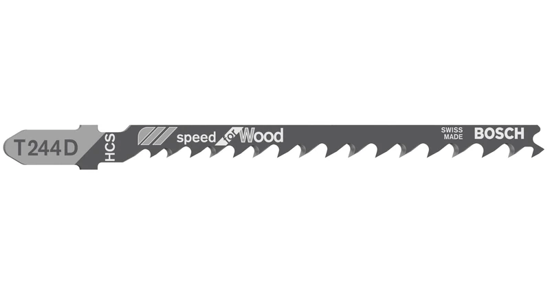 Bosch 100x T 244 D Speed for Wood Jigsaw Blade (for Softwood, Chipboard, Length 100 mm, Professional Accessory Jigsaw)