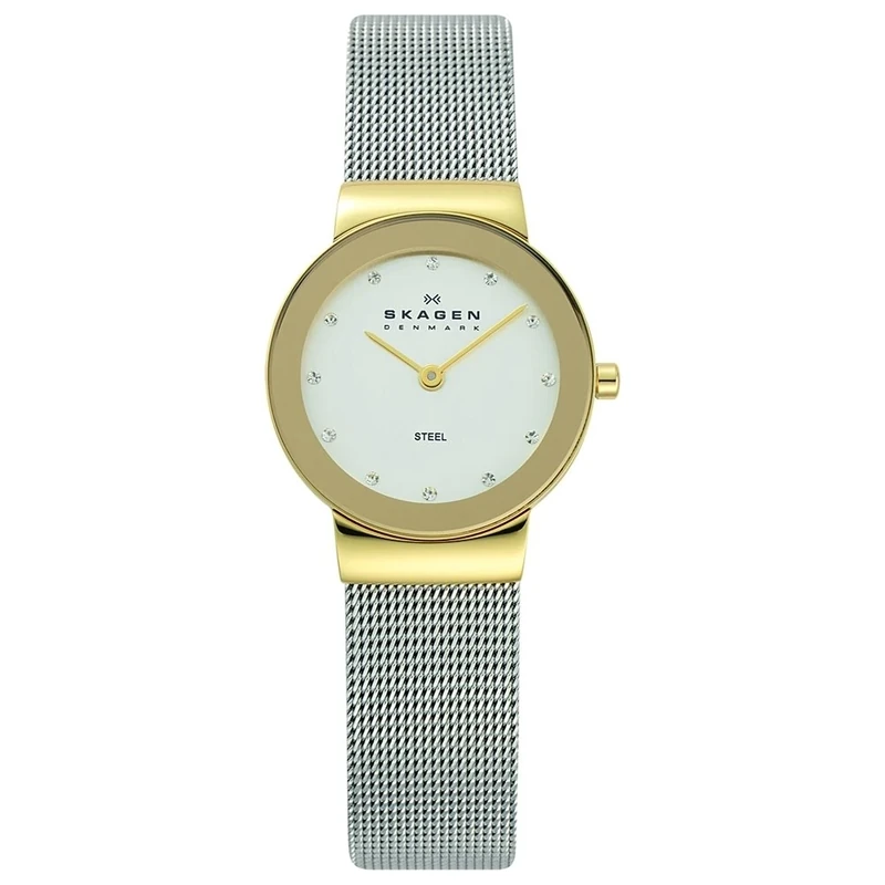 Skagen Watch for Women Freja Lille, Two Hand Movement, 26 mm Gold Stainless Steel Case with a Stainless Steel Mesh Strap, 358SGSCD