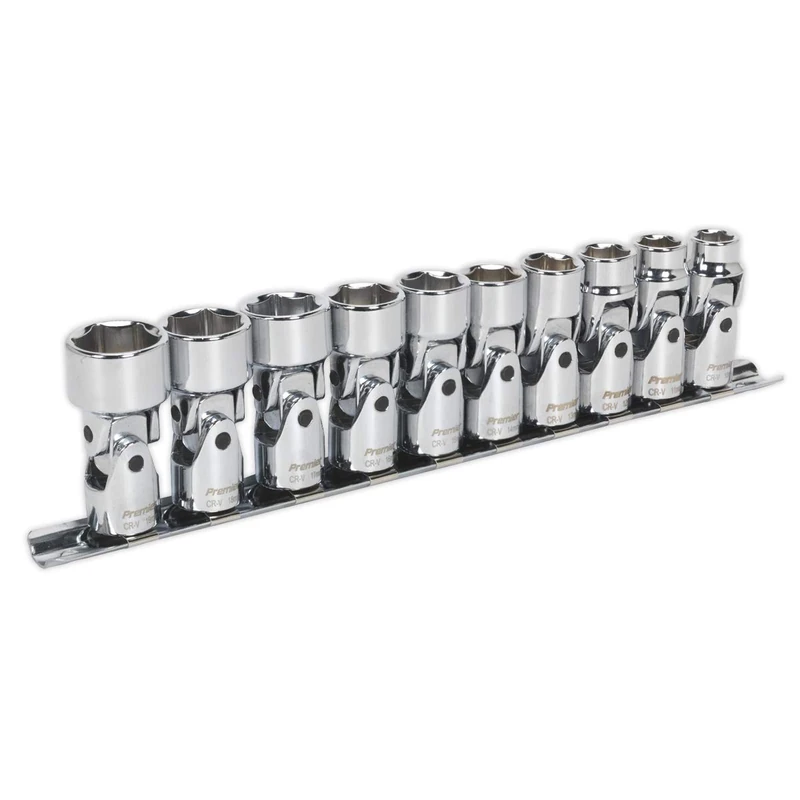 Sealey Ak2710 Universal Joint Socket Set 3/8Sq Drive 6Pt Walldrive 10Pc Metric