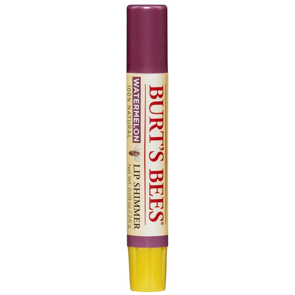 Burt’s Bees Watermelon Lip Shimmer, Moisturising Tinted Lip Balm With Shimmery Luminescent Shine and Rich Colour, Non-Sticky Lipstick With Beeswax and Tingly Peppermint Oil, 1x2.6g