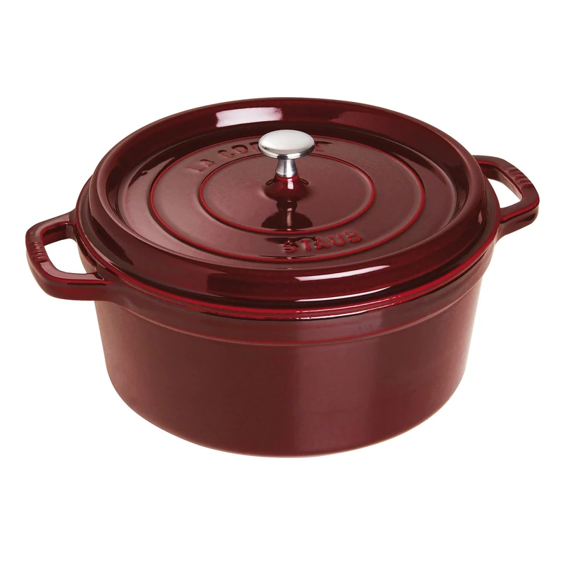 STAUB Cast Iron Roaster/Cocotte, Round, 6.7 L, Grenadine, 28 cm