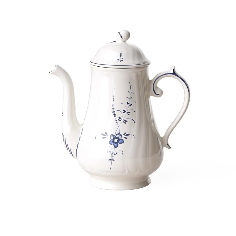 Villeroy & Boch Old Luxembourg Coffee Pot, 1.3 Litre, Premium Porcelain, White/Blue