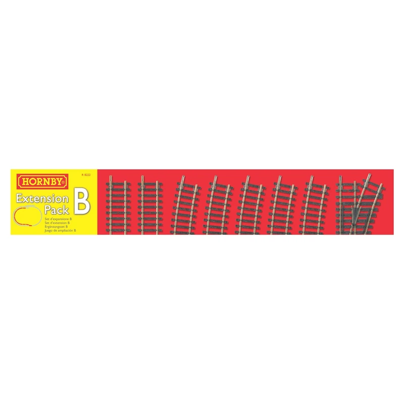 Hornby R8222 OO Gauge Track Extension Pack B - Extra Track Pieces for Model Railway Sets, Model Train Track Pieces, Includes - Straights, Curves, Right Hand Point & Buffer Stop - Scale 1:76