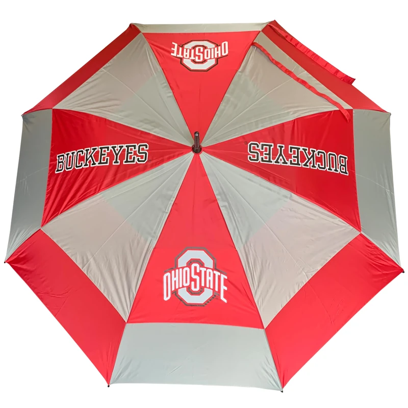 Team Golf NCAA Ohio State Buckeyes Golf Umbrella 62" Golf Umbrella with Protective Sheath, Double Canopy Wind Protection Design, Auto Open Button