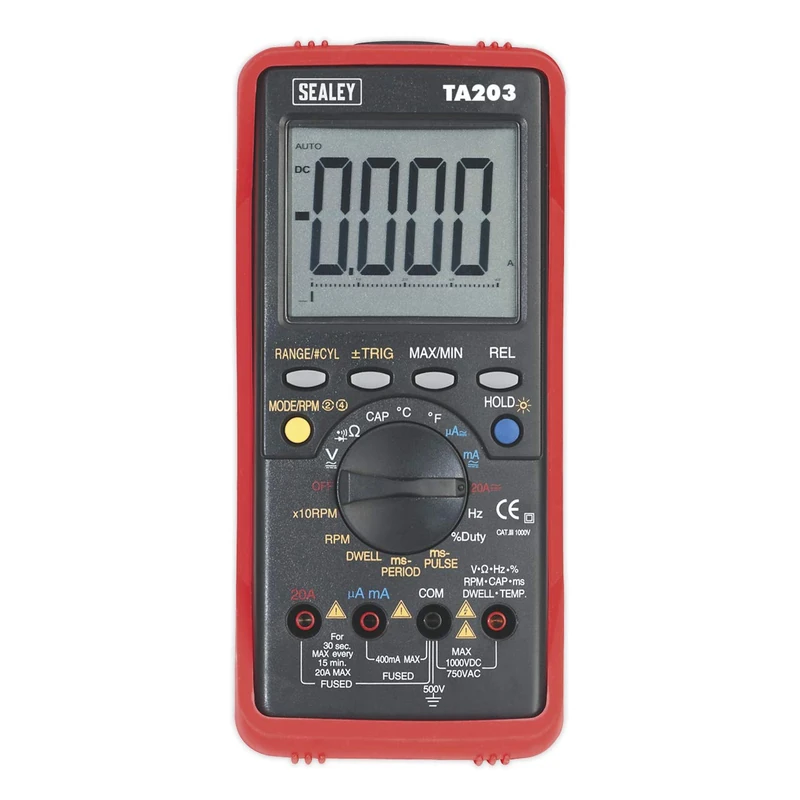 Sealey Ta203 Automotive Digital Multimeter 15 Function Bar Graph/Pc Link