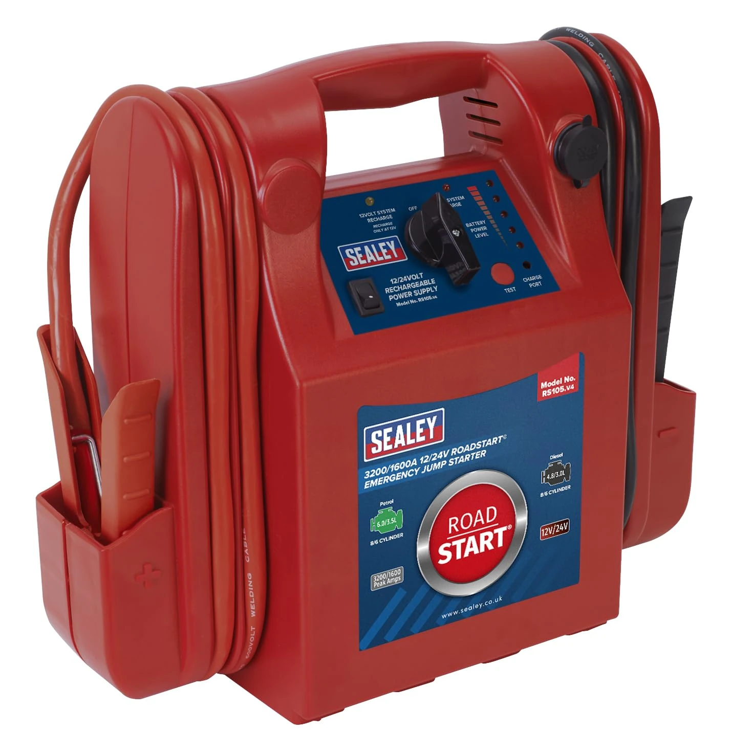 Sealey Rs105 Roadstart Emergency Power Pack 12/24V 3200/1600 Peak Amps