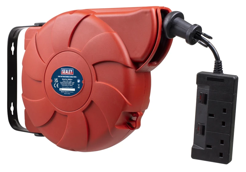 Sealey Crm10 Cable Reel System Retractable 10Mtr 2 X 230V Socket