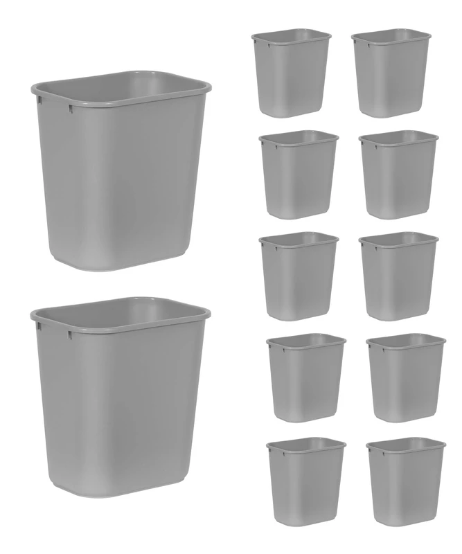 Rubbermaid FG295600GRAY Rectangular Wastebasket, 26.6 L, Grey (Pack of 12)