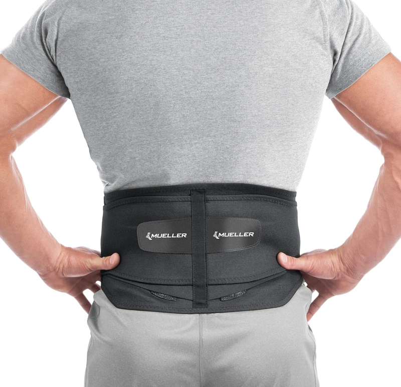 Mueller Adjustable Lumbar Back Brace with Removable Pad – Back Support Belt for Men and Women – One Size Fits Most Adults 28”–50” – Supportive Brace for Lower Back Discomfort – Black