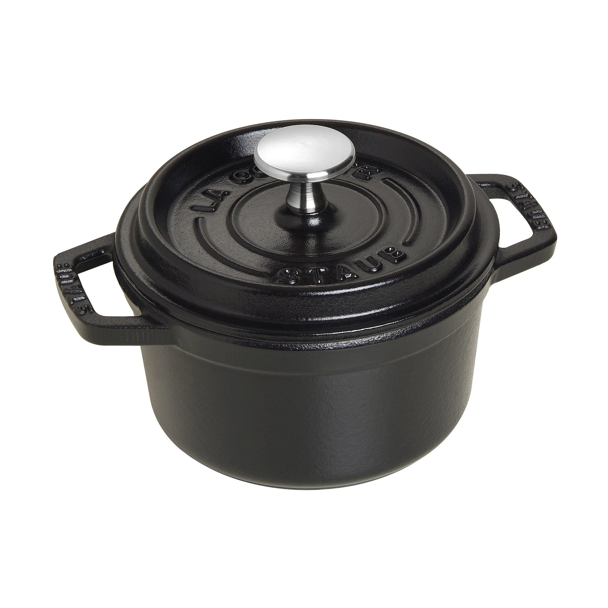 STAUB Cast Iron Dutch Oven 0.75-qt Round Cocotte, Made in France, Serves 1, Matte Black