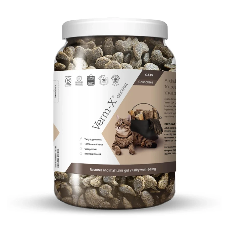 Verm-X All Natural Treats for Cats. Supports Intestinal Hygiene. Vet Approved. UFAS Assured. Restores and Maintains Gut Vitality. Wormwood Free Recipe., VMX0015