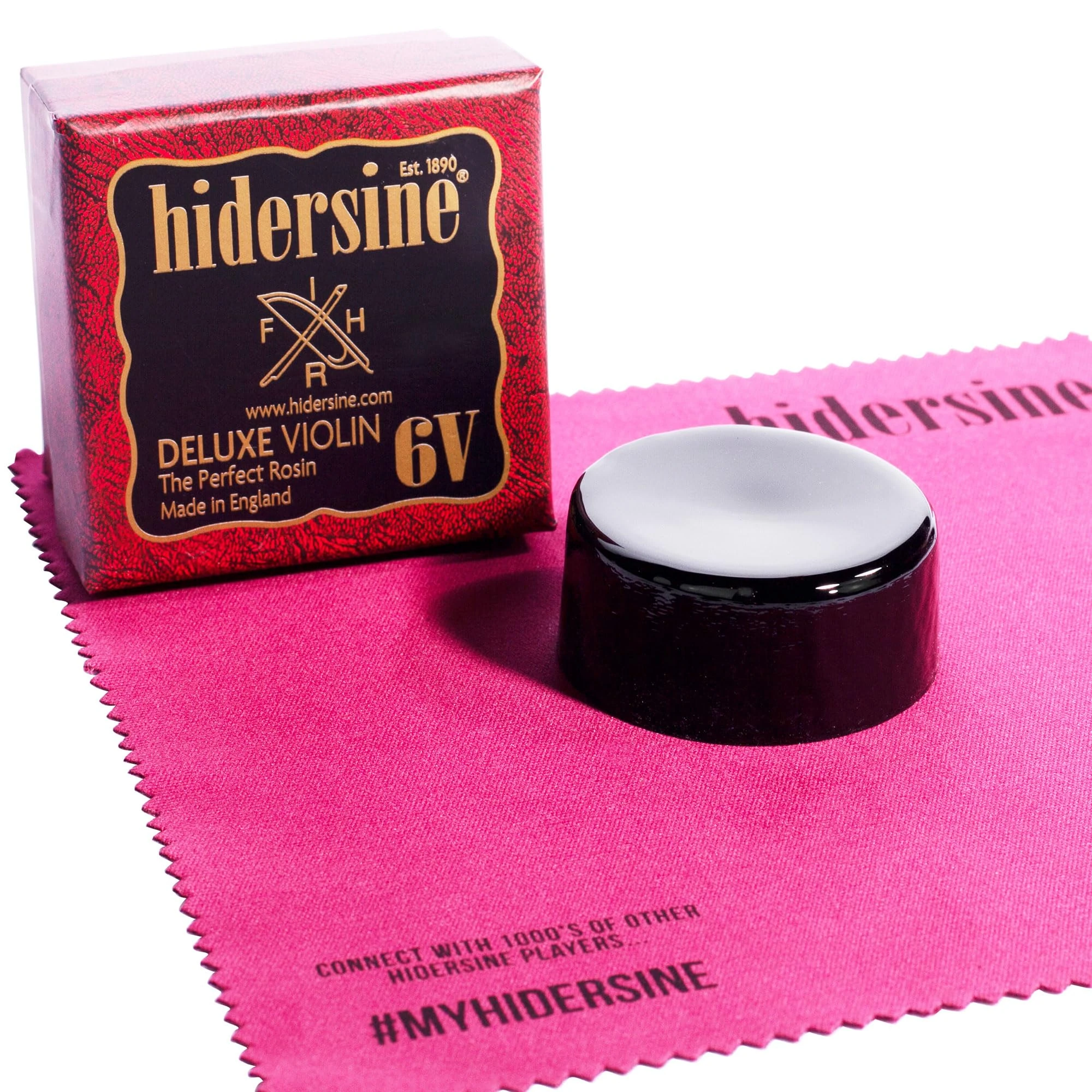 Hidersine 6V Deluxe Violin Rosin. Dark. Large size. Handmade in the UK. 30g rosin cake. Enhanced Bow control for proficient violinists. Resin for Violinists.