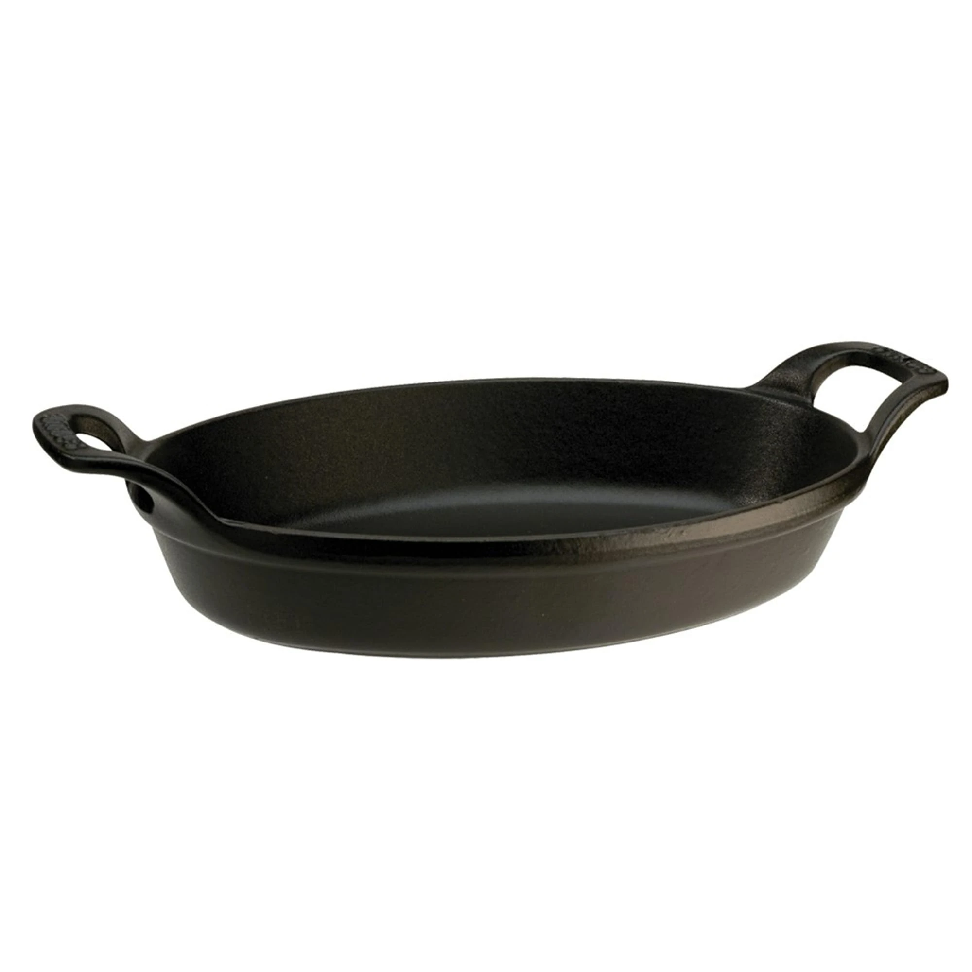 STAUB Cast Iron Oval Baking Dish, 11x8-inch, Black Matte