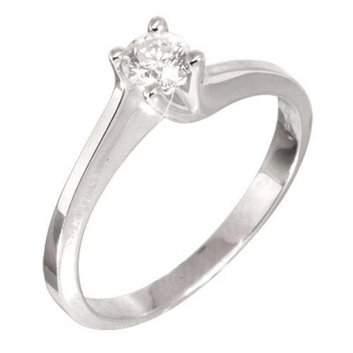 18ct White Gold Ladies 0.25ct Diamond Solitaire Twist Ring - Size L