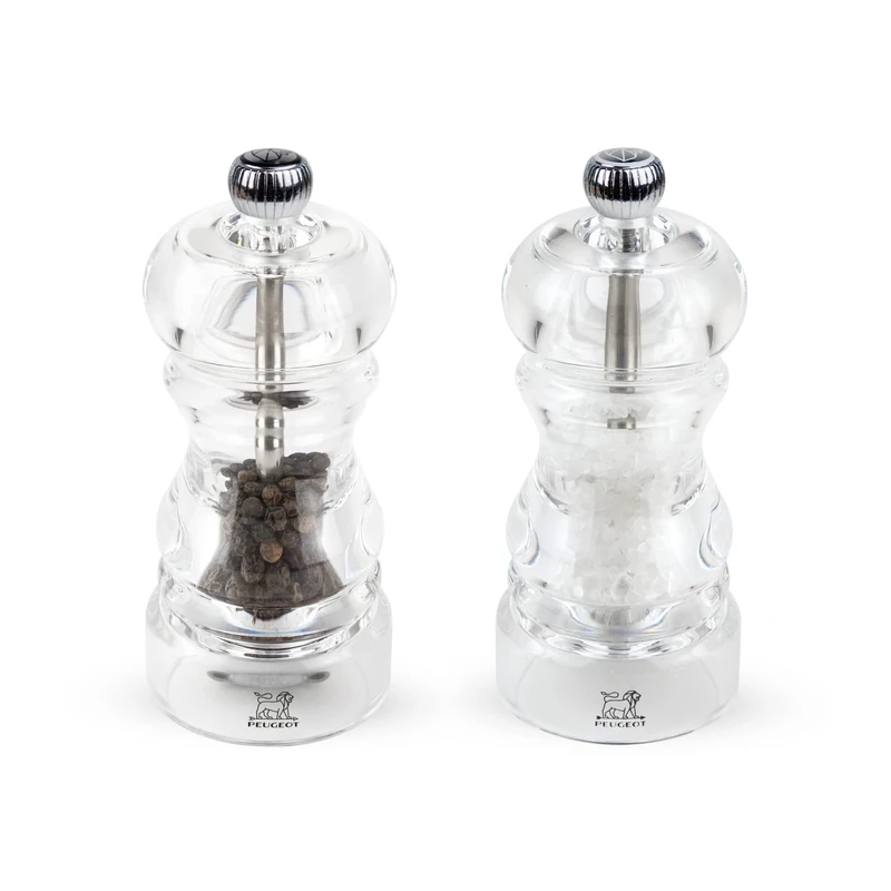 Peugeot - Nancy Manual Salt & Pepper Mill Set - Adjustable Grinders - Acrylic, Clear, 12 cm