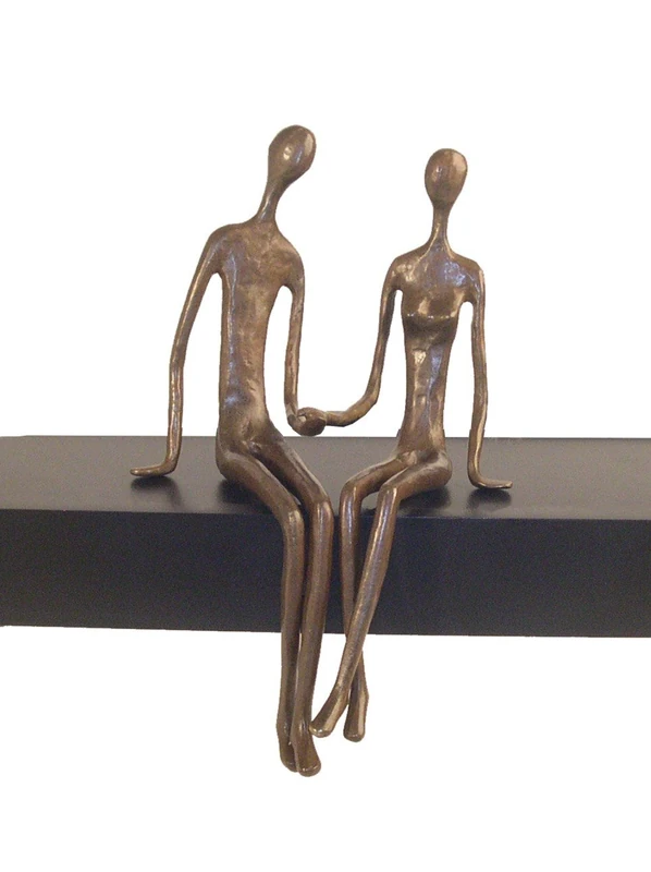 DANYA B. Sitting Couple Bronze Sculpture
