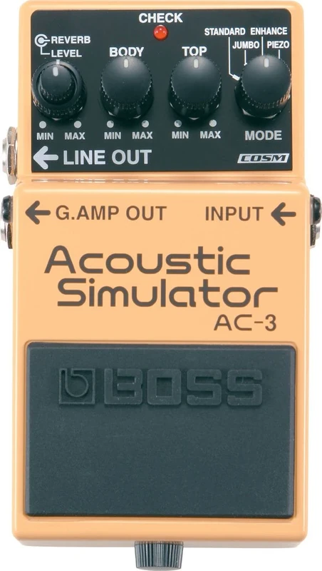 BOSS AC-3 Acoustic Simulator Pedal, Four Simulation Modes: Standard, Jumbo, Enhanced, And Piezo-Equipped