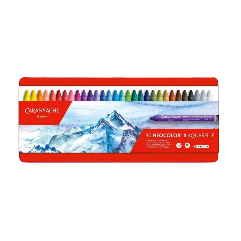 Creative Art Materials"Caran D'Ache NeoColor II" Water Soluble Wax Pastel Set, Multi-Colour, Pack of 30