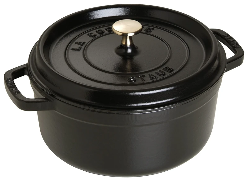 STAUB Cast Iron Roaster/Cocotte, Round, 6.7 L, Black, 28 cm