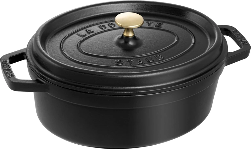 Staub Cast Iron Roaster/Cocotte, Oval 27 cm, 3.2 L, Black