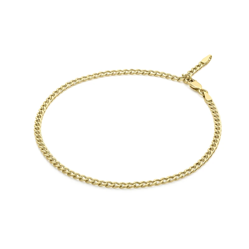 CARISSIMA Women's 9 ct Yellow Gold Adjustable Curb Chain Anklet of Length 25.5 cm/10 Inch - Image 1
