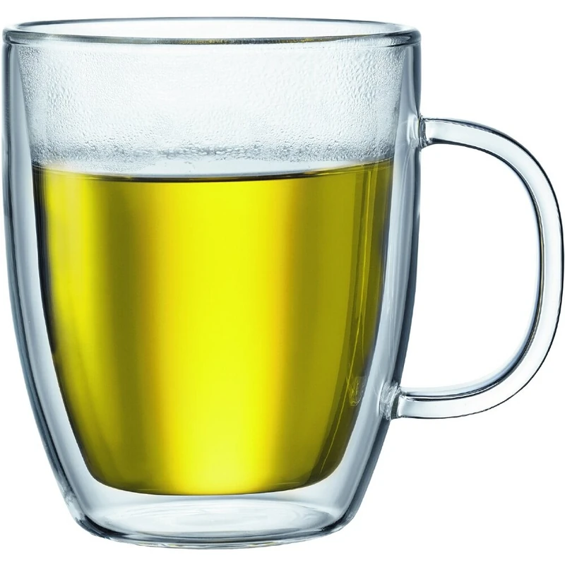 Bodum Double Walled Mug Pack of 2 Bistro - 450ml Coffee & Tee Cups - Dishwasher Safe Thermal Cup - Mouth-Blown Borosilicate Glass