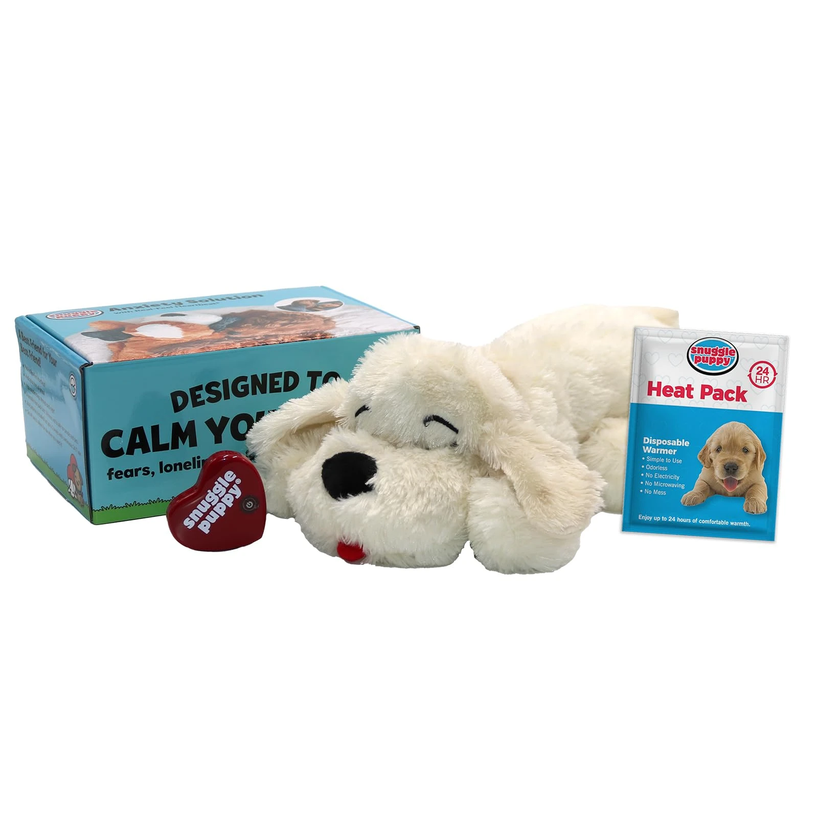 Snuggle Puppy Original Heartbeat Stuffed Toy for Dogs. Pet Anxiety Relief and Calming Aid, Comfort Toy for Behavioral Training in Golden