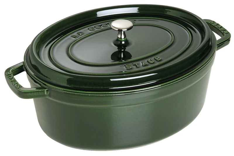 Staub Cast Iron Roaster/Cocotte, Oval 33 cm, 6.7 L, Basil/Green