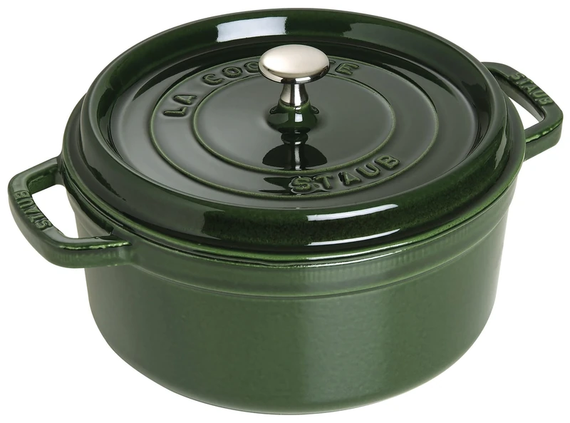 STAUB Cast Iron Roaster/Cocotte, Round, 28 cm, 6.7 L, Basil/Green