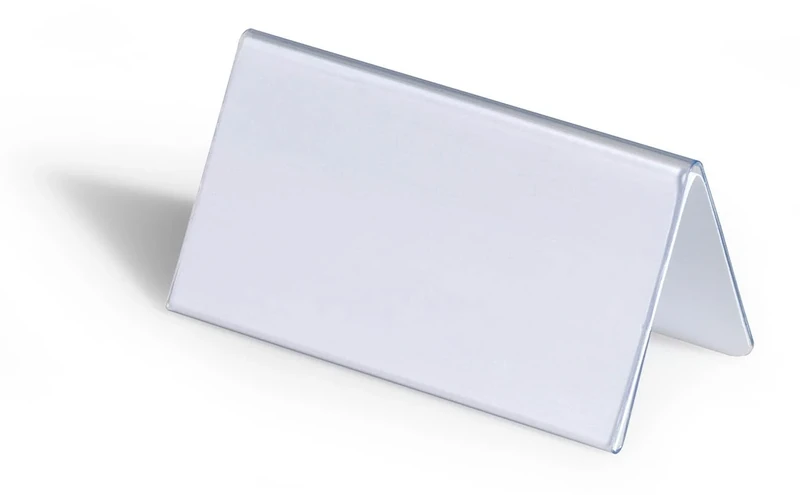 Durable Table Place Name Holder 52 x 100mm Transparent - Pack of 25 - Perfect for Meetings, Conferences, Events, etc.