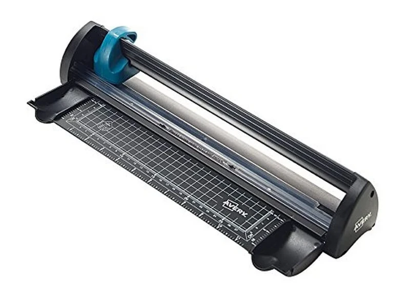 Avery A4 Compact Paper Cutter Trimmer, Black and Teal, 12 Sheet Capacity, A4CT