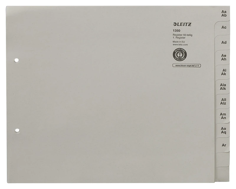 Leitz 13500085 Index Divider Series A - Z A4 Paper for 50 Folders Grey