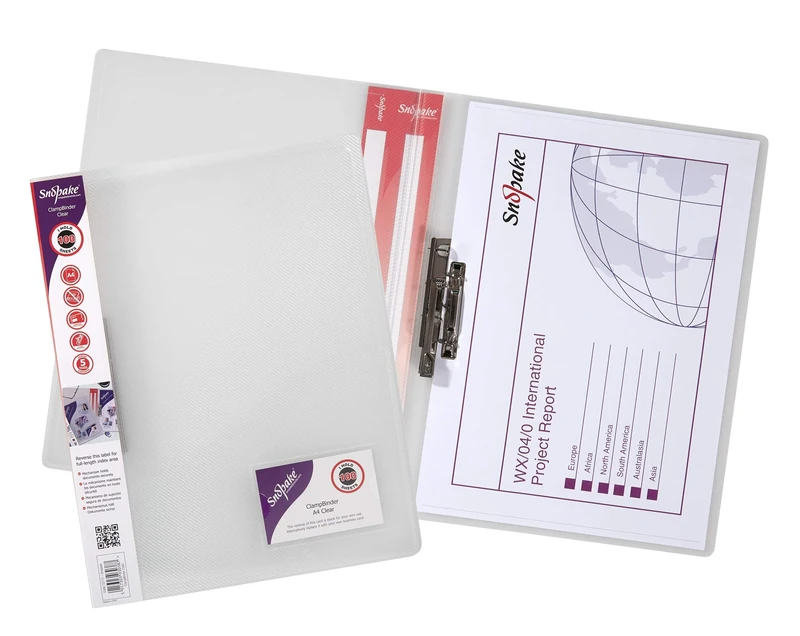 Snopake A4 Clear Premium ClampBinder [Pack of 10] 100 Sheet Capacity [12772]