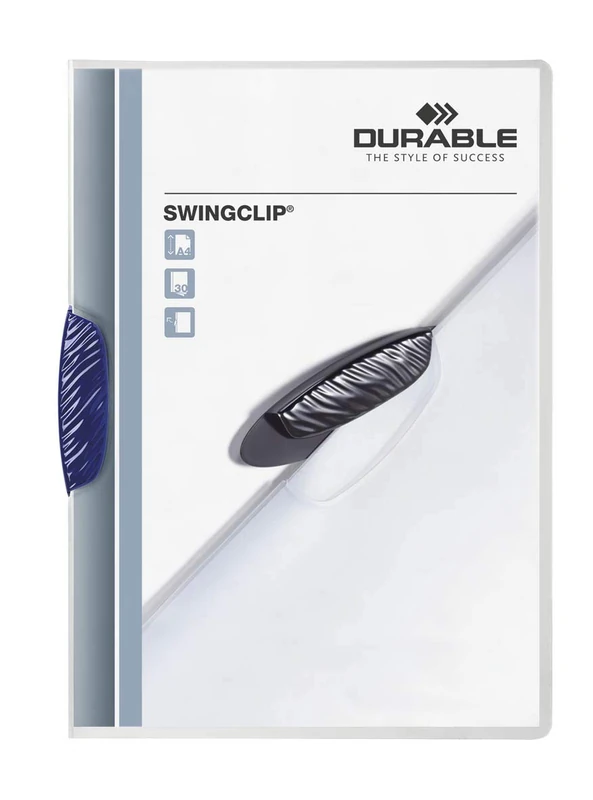 Durable A4 SwingClip Folder Polypropylene Capacity 30 Sheets, Blue, Pack of 25