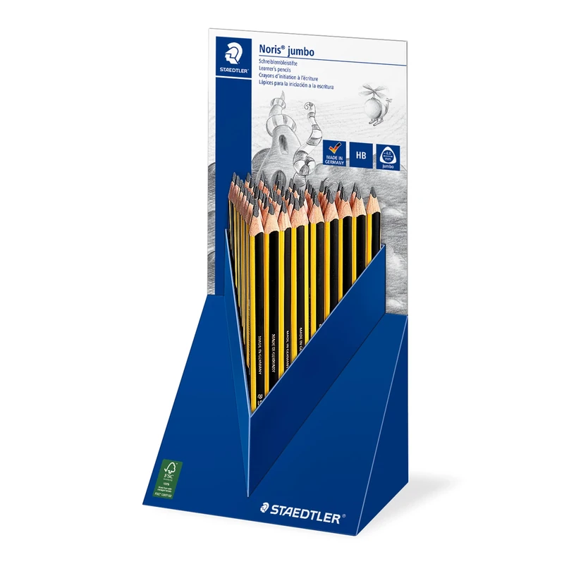 STAEDTLER Noris Jumbo 119 NKP48 Learner's Pencil, Thick Triangular Pencil, High Breaking Strength, HB Hardness, 48 Pencils in Counter Display