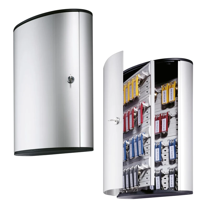 Durable Key Safe Box 48 - Wall Mounted Turn Lock Key Holder Cabinet for up to 12 Key Clip Keys - Aluminium Keysafe including 6 Key Clip Tags