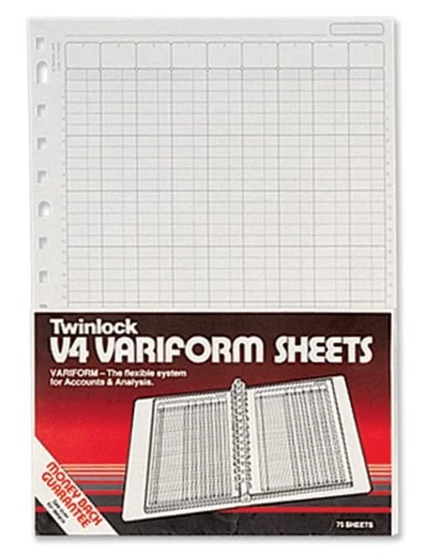 Rexel Twinlock Variform V4 Cash Refill Sheets 5 Columns (75 sheets)