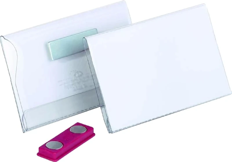 Durable Name Badge 54 x 90mm with Magnet Transparent - Pack of 25 Badges - Includes Blank Insert Cards - Perfect For Events and Visitor Management