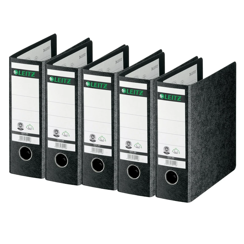 Leitz 1075 A5 Board Lever Arch Files - Black , Pack of 5