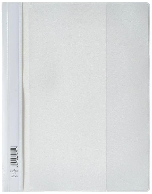 Durable DURAPLUS Presentation Folder - Pack of 25 A4 White Folders - Ideal for Storing Presentations, Invoices, Quotations, School Work & More