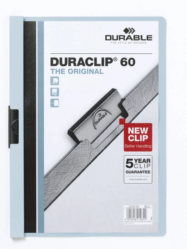 Durable DURACLIP 60 A4 Clip Folder - Holds Up to 60 Sheets of A4 Paper - Strong Metal Sprung Clip - Pack of 25 Blue Colour Folders for Organising Documents