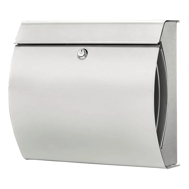 BURG-WÄCHTER Stainless Steel Letterbox with Integrated Newspaper Compartment, A4 Throw-in Format, EU Norm EN 13724, Verona 3844 ES , Grey