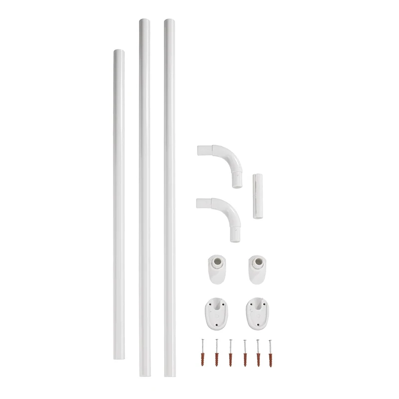 WENKO 19216100 Bracket rod Universal Extra Strong White - Ø 2,5 cm, can be combined in shape and length, Aluminium, 2.5 x 2.5 cm, White