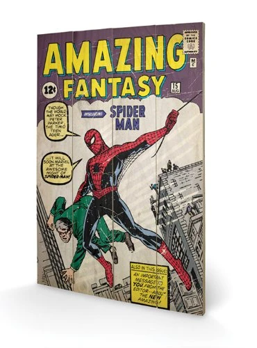 Pyramid International Spider-Man Amazing Fantasy Wood Print 40 x 59cm, Multi-Colour, 40 x 59 x 1.3 cm